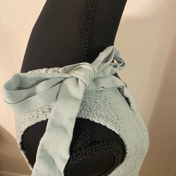 Merokeety One Shoulder Smocked Top Tiered Midi Dress with Front Slit in Sage XL - Picture 4 of 6